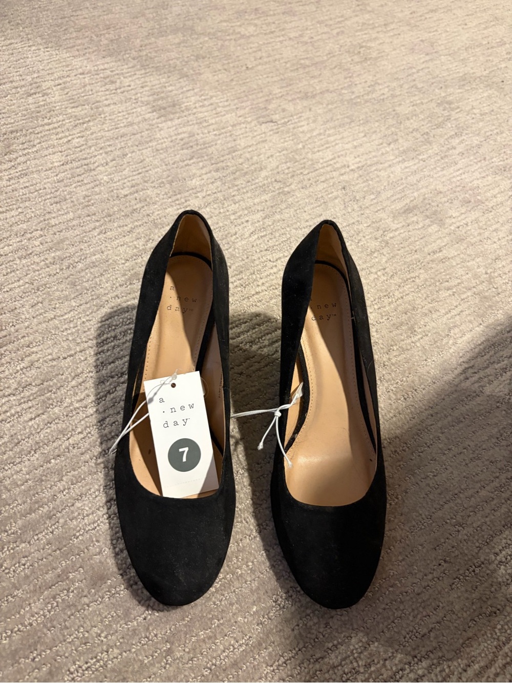 a new day Black Suede Wedge Pumps